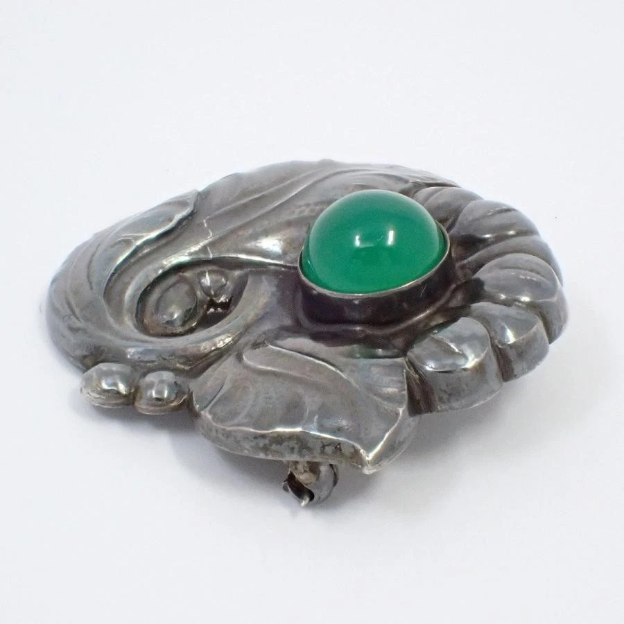 Broche GEORG JENSEN 71 plata 925/ágata verde Foto 3 de 4
