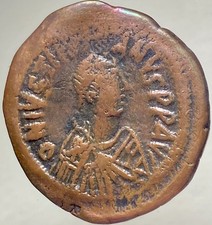 Beautiful Ancient Byzantine Empire Coin 518-527 AD Genuine Emperor Justin Follis