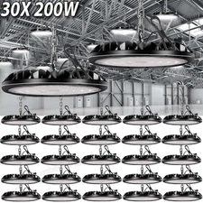 30 Pack 200W UFO LED High Bay Light Shop Industrial Commercial Factory Warehouse