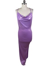 Forever 21 Evening Party Formal BodyCon Dress Medium Purple Sparkle Side Slit