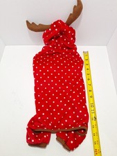 Red Fleece Reindeer Dog Holiday Apparel Pajamas Size MEDIUM