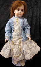 SMALL REPLICA GERMAN DOLL, c.2000, DRESSED DOLL, MOHAIR WIG