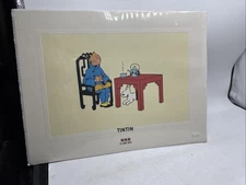 Pair Of Moulinsart Tintin Prints Litho Art Le Lotus Bleu About 16x12” L’oreille