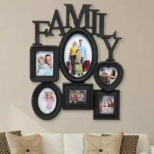 Wall Hanging Family Photo Frames w/ 6 Photos Memory Picture Collage Family Tree