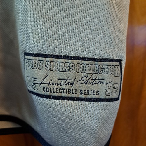 Vtg 90s FUBU 05 Sports Collection USA Jersey Size Large Silver Navy Blue Limited - Picture 4 of 16