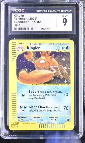 CGC 9 MINT Kingler 15/165 Expedition Holo Pokemon Card