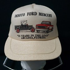 Vtg Desoto Ford Mercury Snapback Mesh Trucker Hat/Cap Arcadia, Florida FL