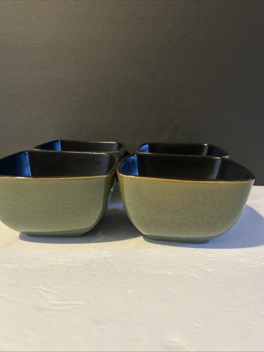 Home Trends Rave Green 5-3/4" cuencos de gres pesado negro interior conjunto de 4 usados en excelente estado - Imagen 6 de 24
