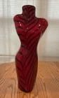 Italian Murano Art Glass Woman's Torso Red And Black Stipe Vase 17.5”  8.5 Lbs