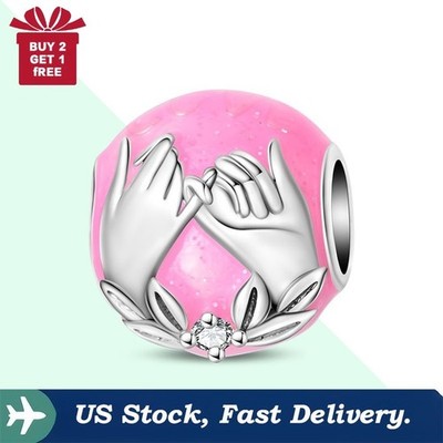 KUNSIR 925 Sterling Silver Glow in the Dark Holding Hand Bead Charm For Bracelet