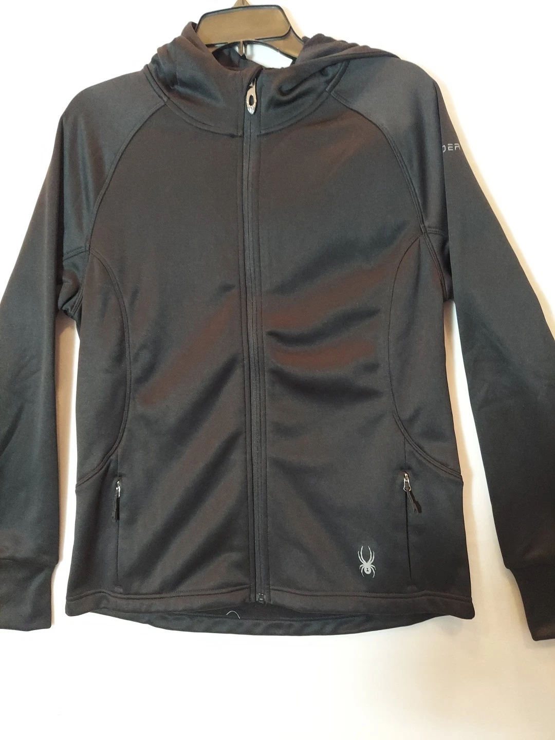 Mens Black Spyder Jacket Large Full Zip Long Sleeve Outdoor Lightweight Fleece