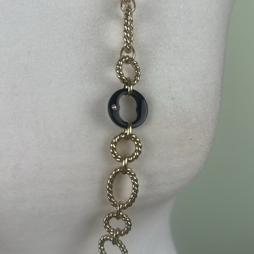 Clarion Pell Grace Kelly Oval Gold & Black Link Crystal 36” Necklace - Picture 5 of 9