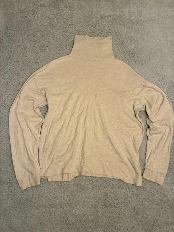 John Ashford Shirt Mens Size Large Beige Long Sleeve Shirt Soft Mock Turtle Neck - Image 2 of 4