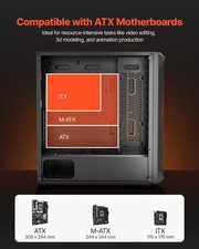 New PC Gaming Case, Mid-Tower, Computer Case with High-Airflow Tempered Glass