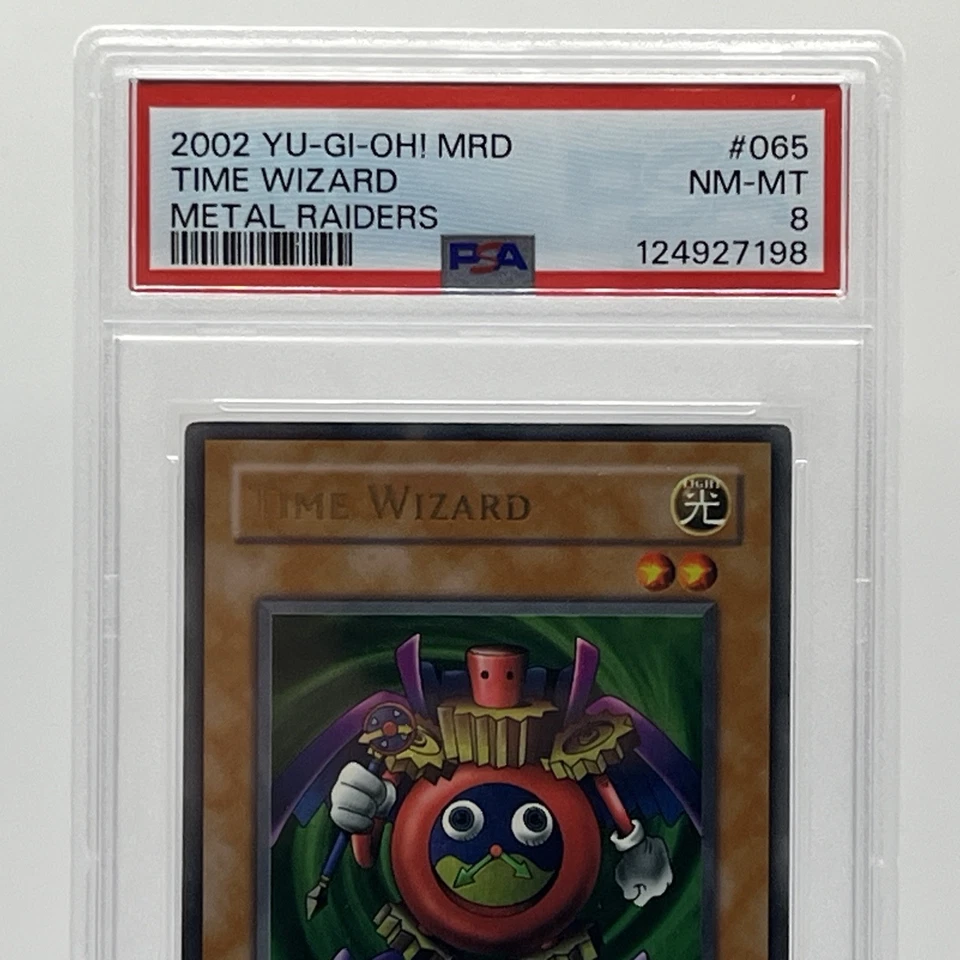 2002 YU-GI-OH! MRD-METAL RAIDERS #065 TIME WIZARD PSA 8 - Image 2 of 4