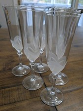 Vintage 6 Cristal D'Arques Durand Florence Fluted Champagne Glass Frosted