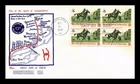 US COVER POSTRIDER RISE OF SPIRIT OF INDEPENDENCE FDC BLOCK OF 4 BAZAAR CACHET