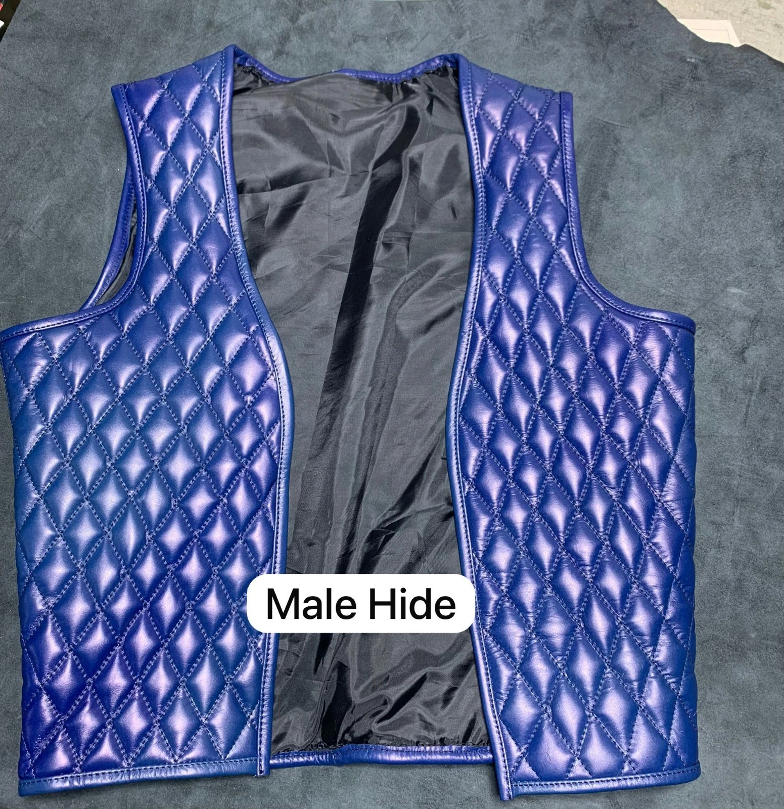 Men's Cow Soft Blue Leather Quilted Vest - Genuine Leather Open Front Biker Vest
Opens in a new wind