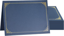 Certificate Holders 50 Pack Navy Blue Gold Foil Border for 8.5x11 Papers