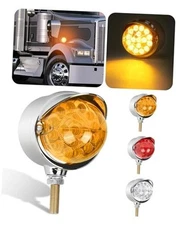 Single Face 17 LED Watermelon Turn Signal Pedestal Lights w/Visor, Semi Amber