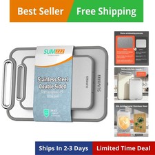 Stainless Steel Cutting Board for Kitchen, 2-in-1 Double-Sided Chopping Board...
