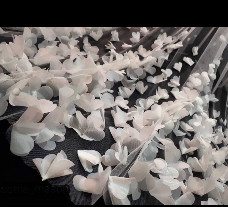 Nuevo Velo de Novia Largo Velo de Boda 3D Flores Flor Encaje Blanco Lujoso Novia Foto 2 de 4