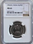 India 1 Rupee 1962C NGC MS 63