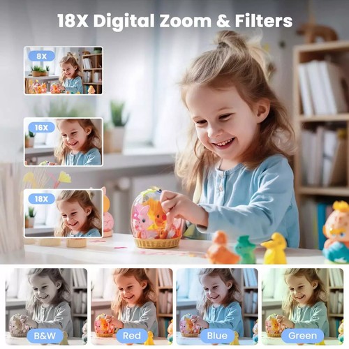 Portable 4K Kid Small Digital Camera Autofocus 64MP 18X Zoom Vlogging Camera 32G - Picture 5 of 8