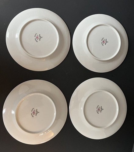 Vintage Royal Swirl Fine China Pink Rose Porcelain Bread Plate 6.25" - Set of 4 - Picture 4 of 4