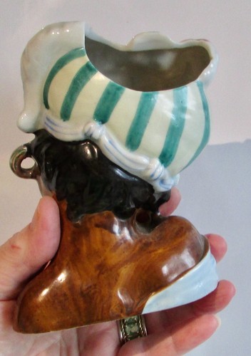 BEAUTIFUL VINTAGE COLLECTABLE PORCELAIN SMILING AFRICAN WOMAN HEAD VASE - Picture 4 of 10