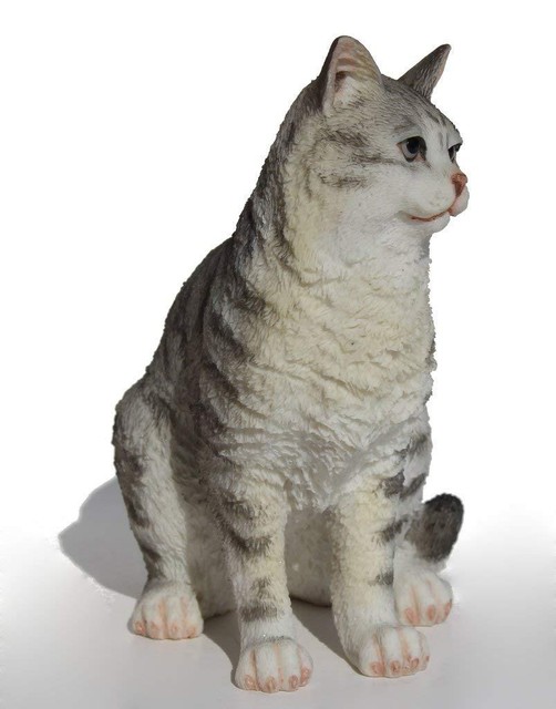 American Shorthair Tabby Cat Figurine Spotted Gray Kitten Kitty Pets New in Box | eBay