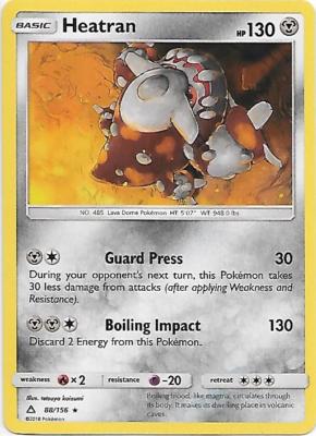 HEATRAN  88/156 Sun & Moon Ultra Prism Rare Holo Pokemon Card   NM