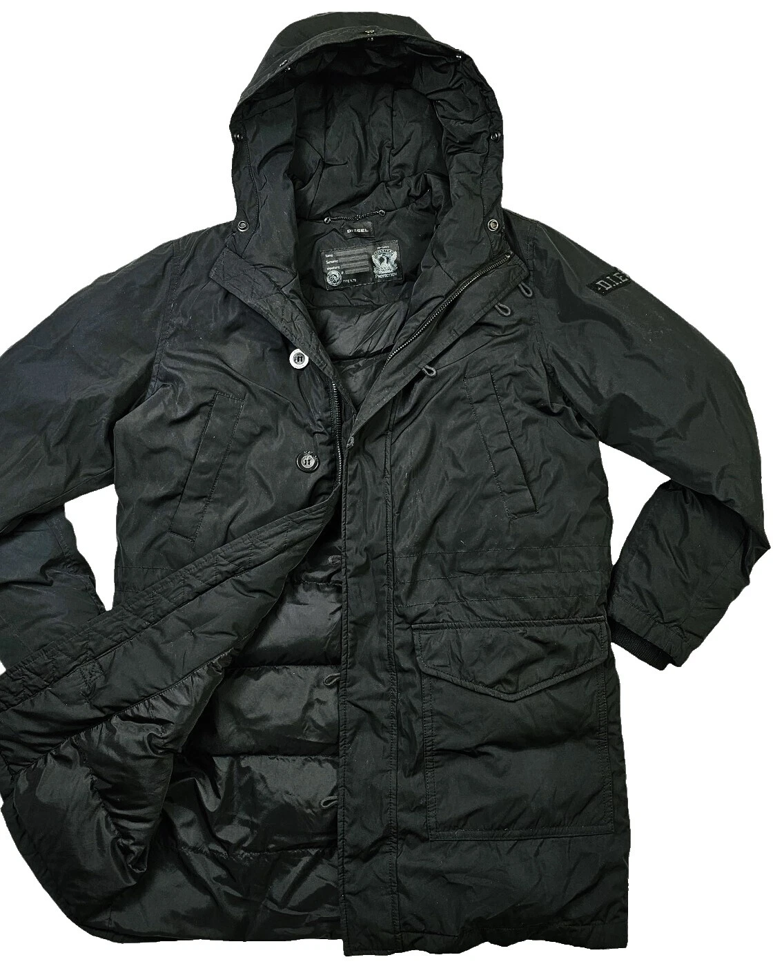 Negro Diesel Parkas abrigos, chaquetas y chalecos para hombres