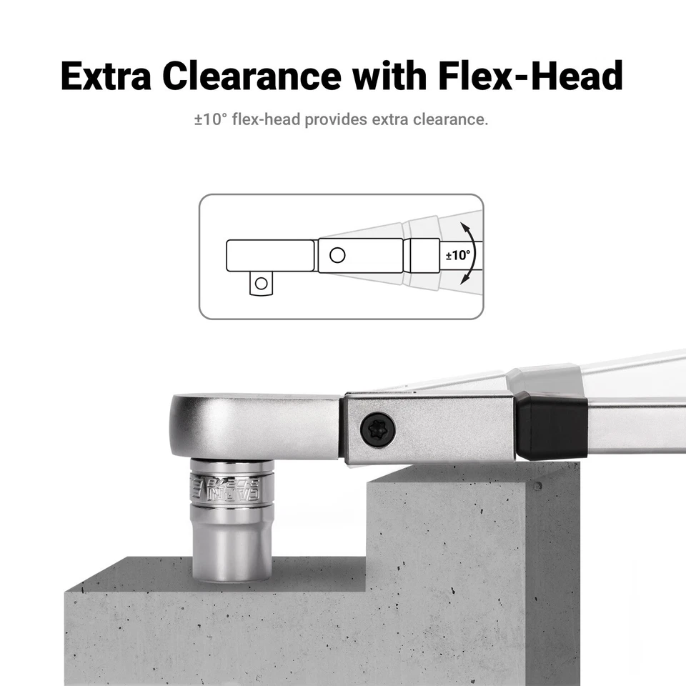 Capri Tools 1/2 in. Drive 50-250 ft/lbs Flex-Head Split Beam Torque Wrench - Image 4 of 4