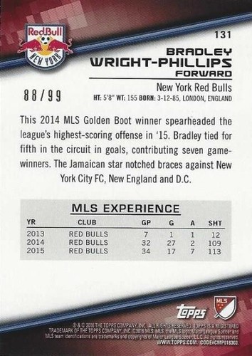 2016 Topps Major League Soccer Blue Parallel /99 (#131 - #140) - MLS - Picture 4 of 20