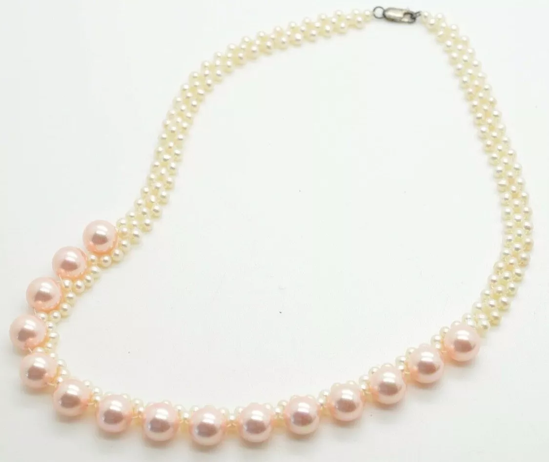 Faux pink pearl best sale necklace
