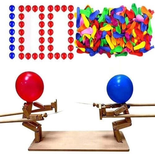 Balloon Bamboo Battle Wooden Bots Battle Game Two-Player Fast-Paced Battle Game - Image 3 of 4