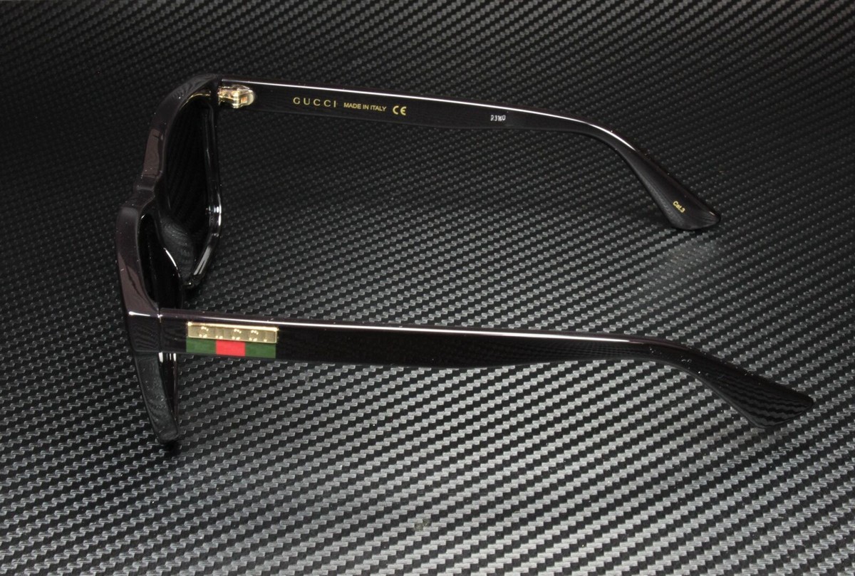 GUCCI GG0746S 001 Black Shiny Grey Square 57 mm Men's