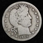 1914-D Silver Barber Quarter GOOD FREE SHIPPING