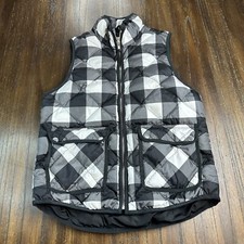 Woolrich Buffalo Check Plaid Black White Down Quilted Puffer Vest Womens Small
