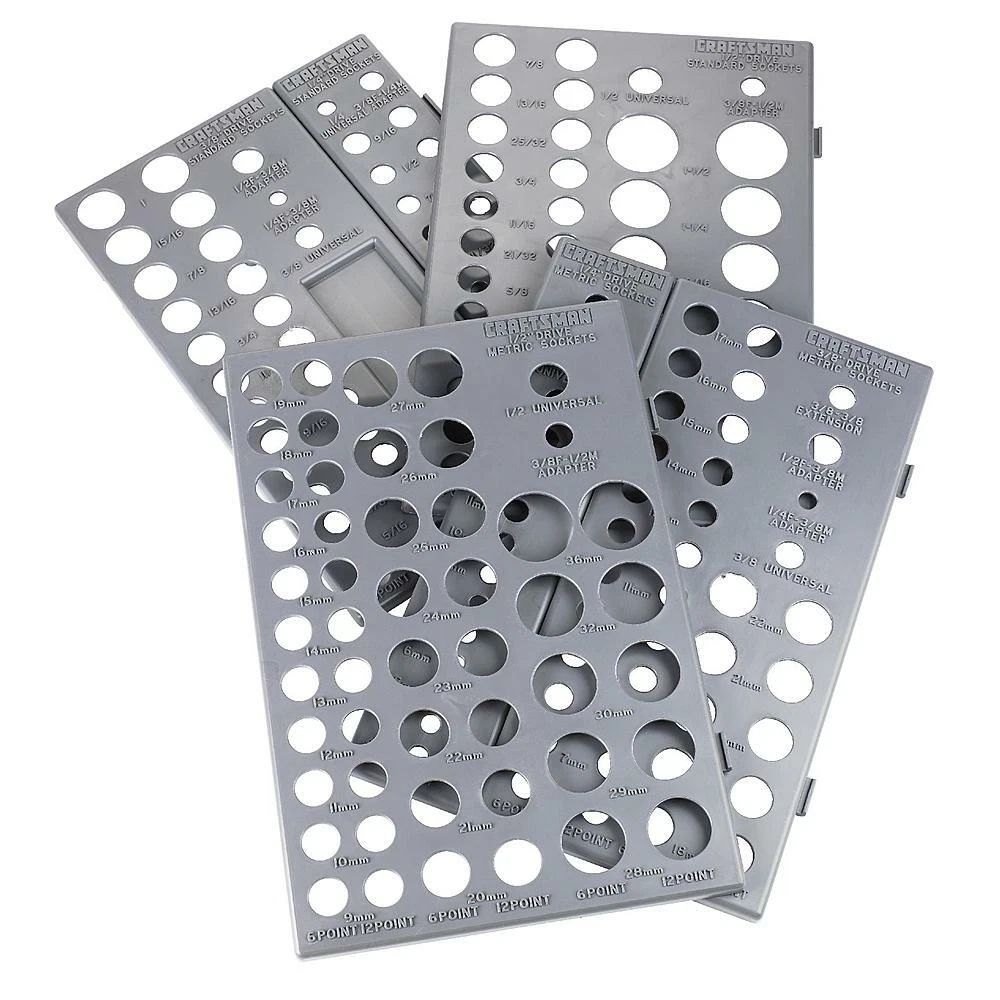 Craftsman Socket Organizer Set 6 Plastic Trays Holds 195 Sockets Standard Metric