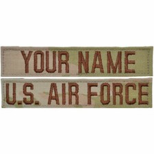 2 Piece Custom Air Force Name Tape Set w/ Hook Fastener Backing - 3-Color OCP