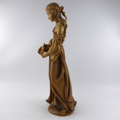 Grödner artesanía escultura en madera mujer con cesta de frutas tallada a mano 66 cm - Imagen 2 de 24