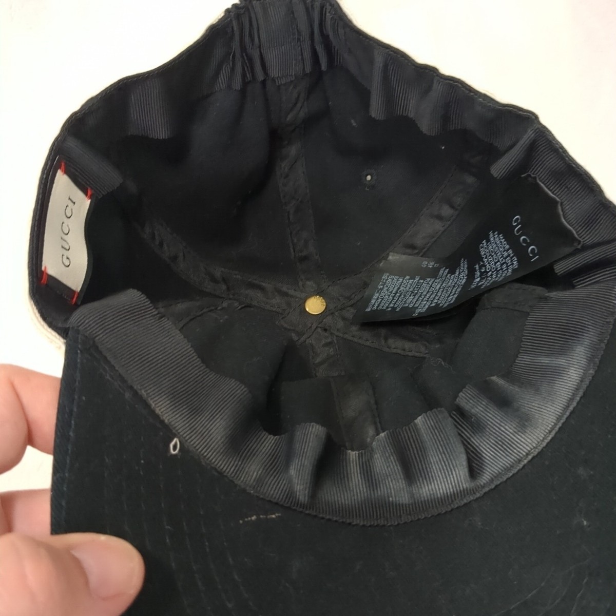 Gucci Unisex Black Canvas  Headband Gucci Cabardine Baseball Hat S 492545 1077 Gucci Unisex Black Canvas White Headband Cabardine Baseball  main image 2