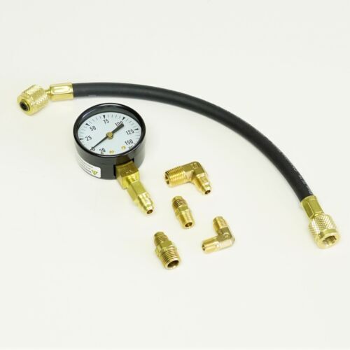 AB Tools AT231 Oil Pressure Test Kit 12-Piece – 0-140psi Gauge With Flexible Hose