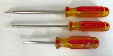 VINTAGE STANLEY Flat Head Screwdriver Lot of 3! 64-866, 64-886, 64-883 - USA