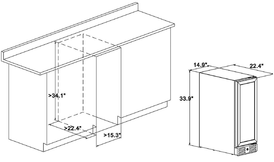 Kalamera 2.8 Cu.ft 15” Builtin 96 Can Beverage Cooler with Dual Pane