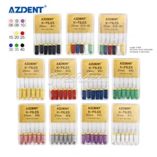 AZDENT Dental Endo Root Canal File K-FILES Stainless Steel for Hand 21/25 mm