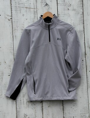 UNDER ARMOUR Men's Sz Small Gray Cold Gear 1/4 Zip Up Pullover Jacket W Pockets