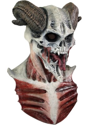 Déguisement Halloween - Crâne Démon Masque - Cornu Diable Visage Et Cou Tête -